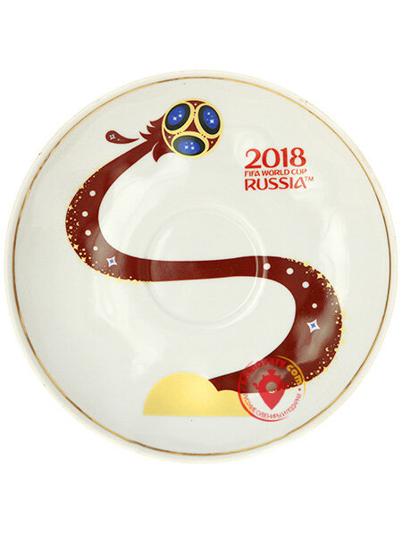 Чашка с блюдцем форма "Гранатовый" рисунок "Тройка с мячом" Дулево, FIFA 2018